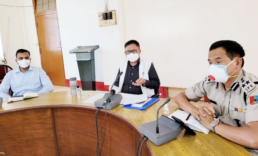 Nodal Officer for Dimapur district to manage COVID-19 activities, Y Kikheto Sema, IAS addressing the  press conference at DC’s conference hall on May 31. (Morung Photo)
